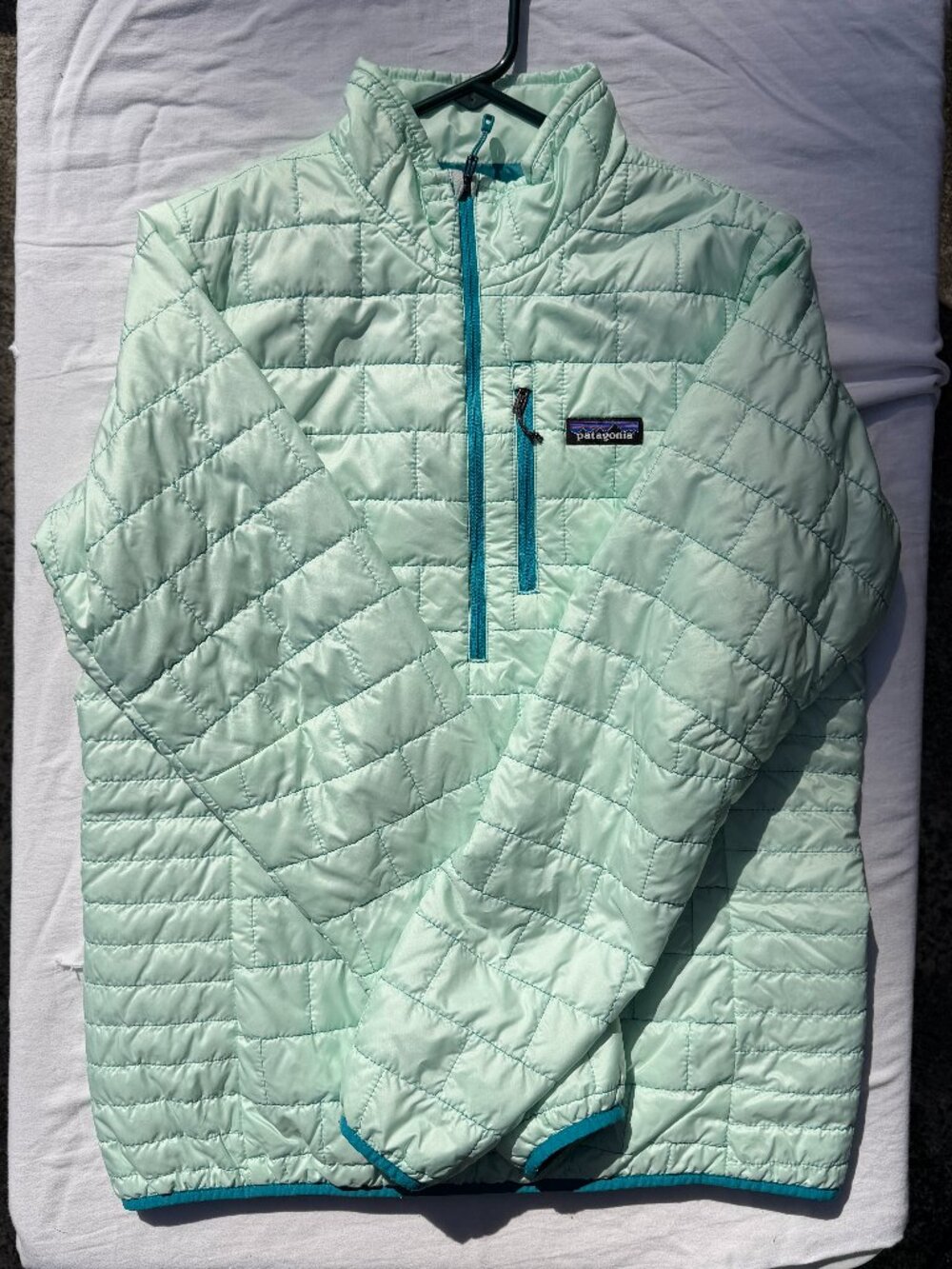 Patagonia nano puff pullover mint green lightweight quarter zip jacket large